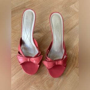 Marcello Paci women’s peep bow toe sandal high heel Shoe Salmon Pink leather 8M
